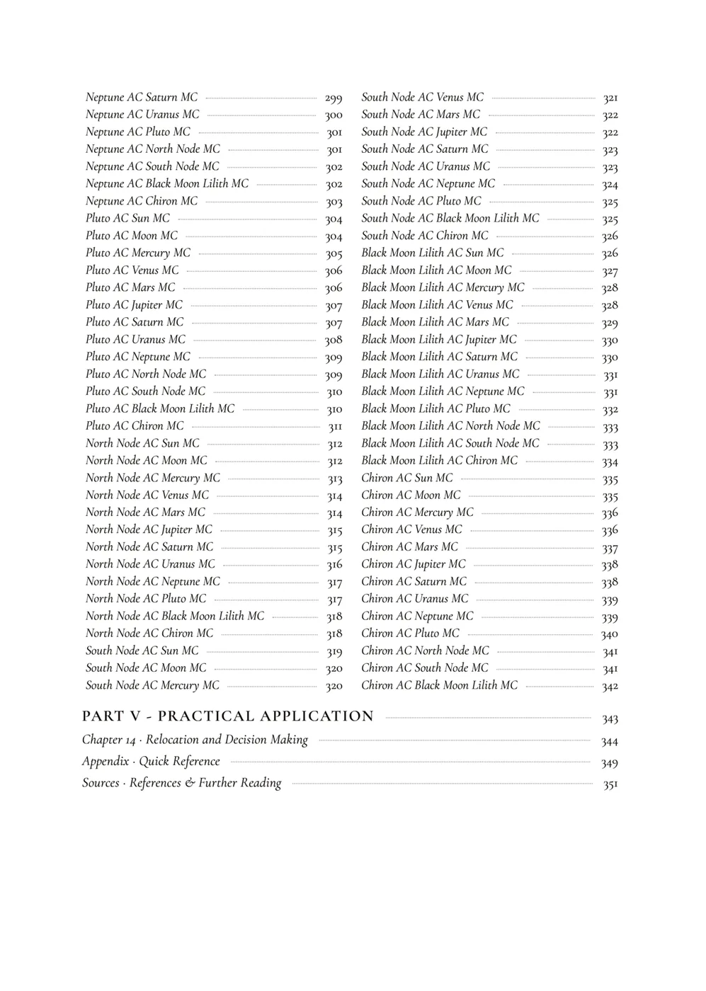 Contents page 4 of 4 from Cosmic Navigation Dialogue, listing the book's parts, chapters and page numbers.